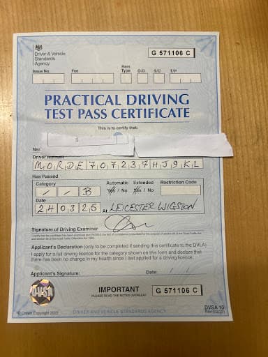 Driving instructor Leicester — Customer photo